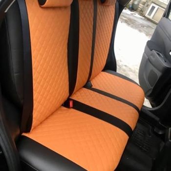 Авточехлы Автопилот Чёрный оранжевый Ромб